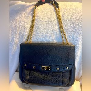 MCM Black Leather Chain Link Shoulder Bag Crossbody Conversion